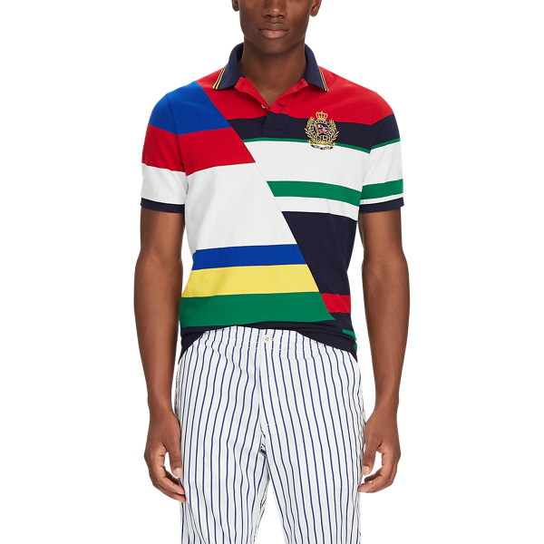 Cruise Navy Multi Custom Slim Striped Mesh Polo Polo Ralph Lauren 4