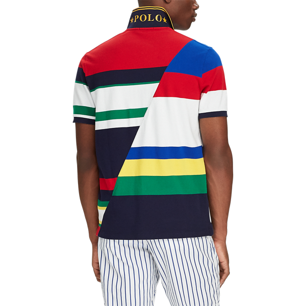 Cruise Navy Multi Custom Slim Striped Mesh Polo Polo Ralph Lauren 5