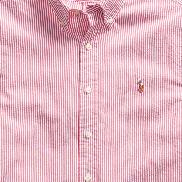 Nantucket Red/White Classic Fit Seersucker Shirt Polo Ralph Lauren 3
