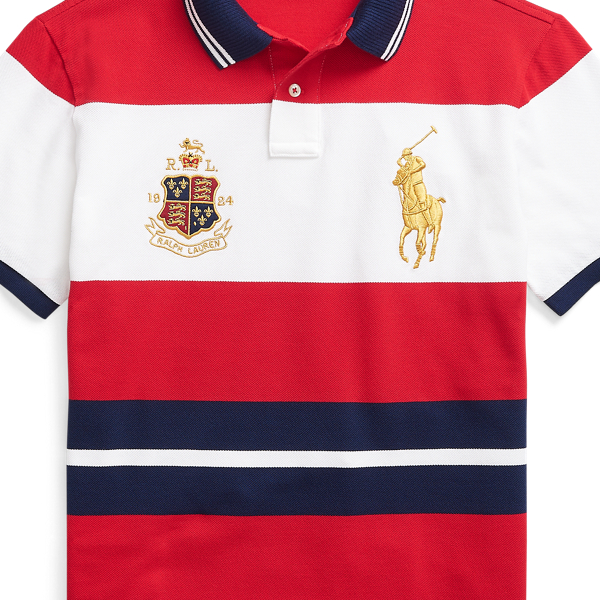 RL Red Multi Custom Slim Fit Mesh Polo Polo Ralph Lauren 3