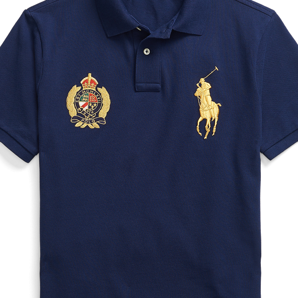 Cruise Navy Custom Slim Fit Mesh Polo Polo Ralph Lauren 3