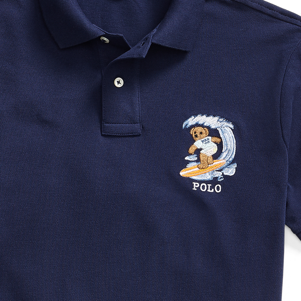 Navy Custom Slim Surf Bear Polo Polo Ralph Lauren 3