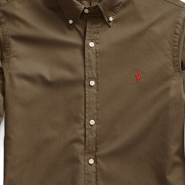 Canopy Olive Slim Garment-Dyed Twill Shirt Polo Ralph Lauren 3