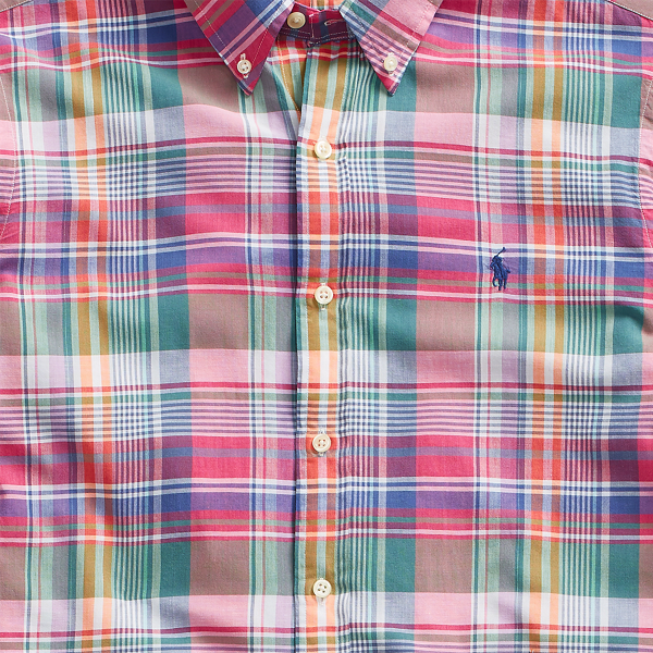 Cherry/Navy Multi Slim Fit Plaid Shirt Polo Ralph Lauren 3