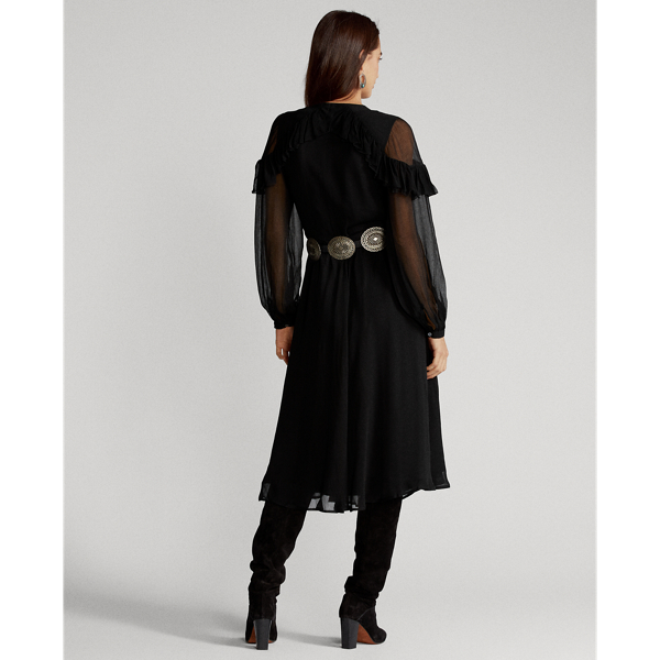 Black Ruffle-Trim Wrap Dress Polo Ralph Lauren 5