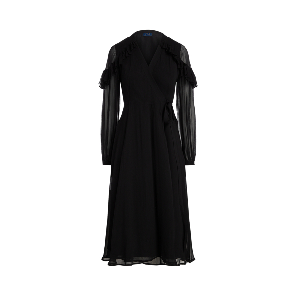 Black Ruffle-Trim Wrap Dress Polo Ralph Lauren 2
