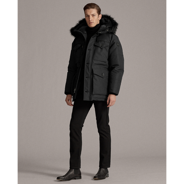 Black Faux-Fur Water-Repellent Down Parka RLX 4