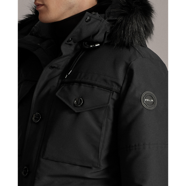 Black Faux-Fur Water-Repellent Down Parka RLX 6