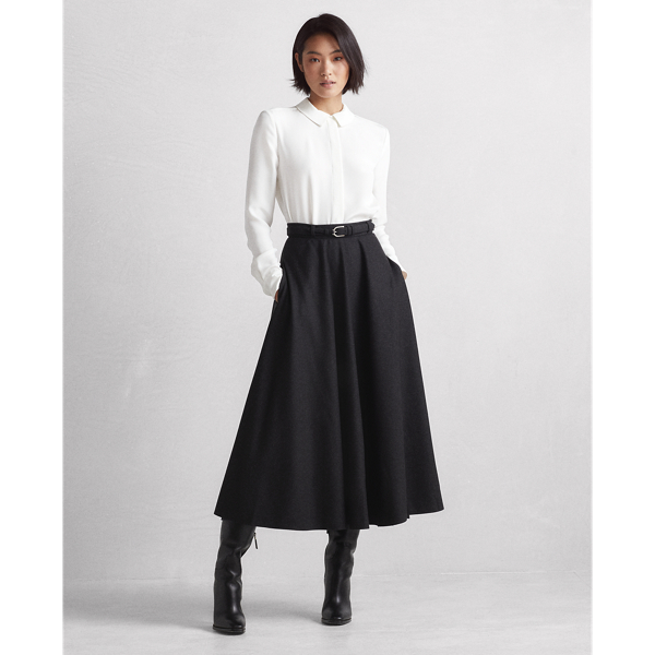 Off White Annabeth Silk Marocain Shirt Ralph Lauren Collection 4