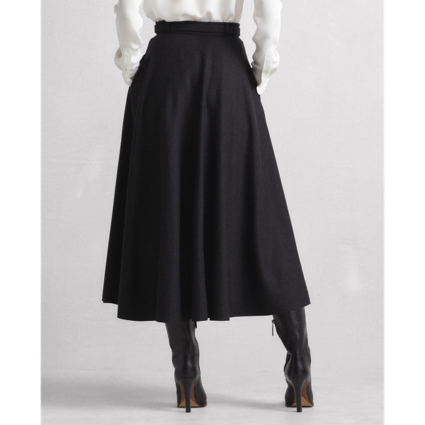Charcoal Melange Erica Virgin Wool Flannel A-Line Skirt Ralph Lauren Collection 6