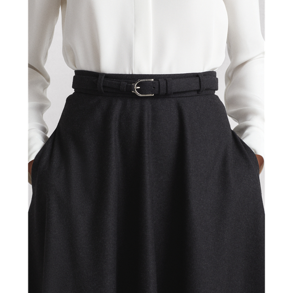 Charcoal Melange Erica Virgin Wool Flannel A-Line Skirt Ralph Lauren Collection 7