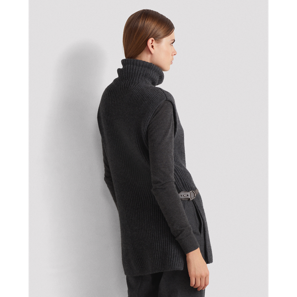 Medium Grey Heather Sleeveless Roll Neck Jumper Ralph Lauren Collection 4