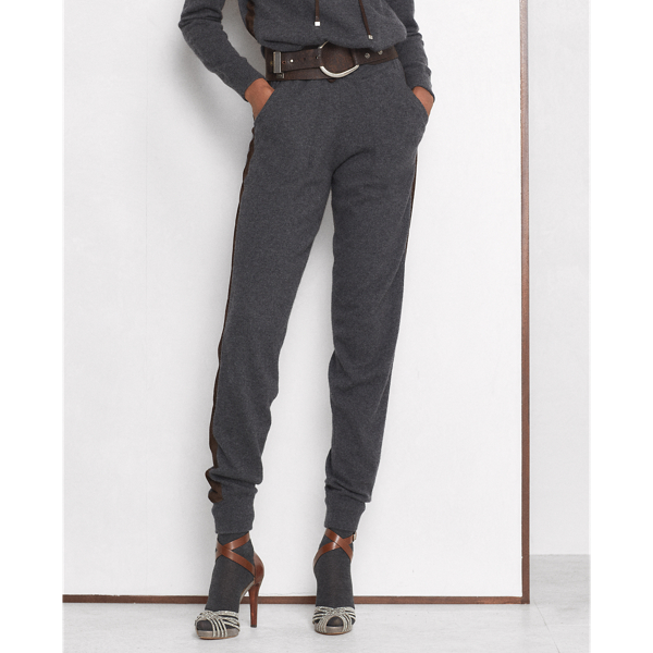 Medium Grey Heather Suede-Stripe Cashmere Trouser Ralph Lauren Collection 4