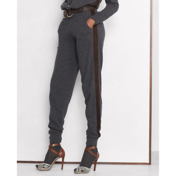 Medium Grey Heather Suede-Stripe Cashmere Trouser Ralph Lauren Collection 5