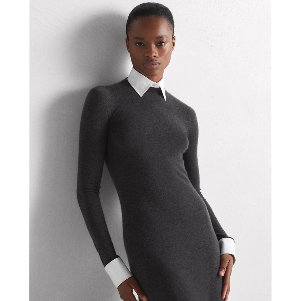 Pullover-Abendkleid aus Wolle Ralph Lauren Collection in Mittelgrau meliert 4