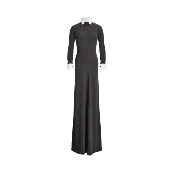 Pullover-Abendkleid aus Wolle Ralph Lauren Collection in Mittelgrau meliert 2