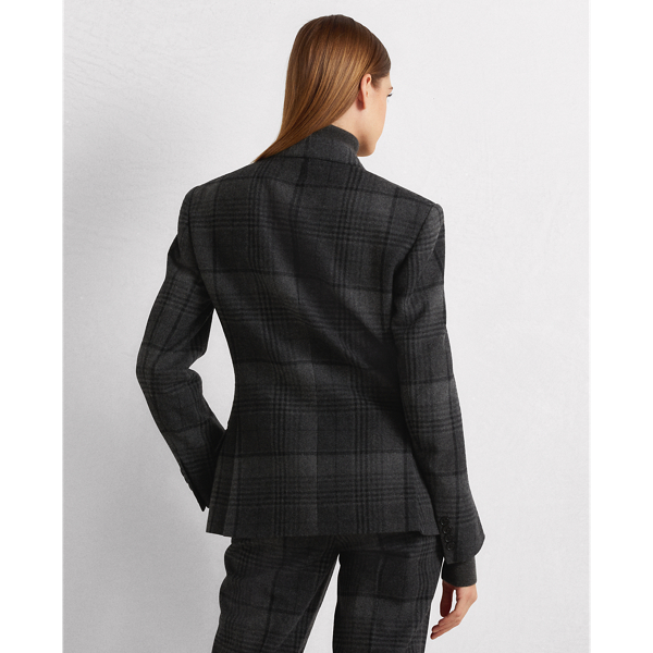 Charcoal Multi Kent Plaid Cashmere-Wool Jacket Ralph Lauren Collection 5