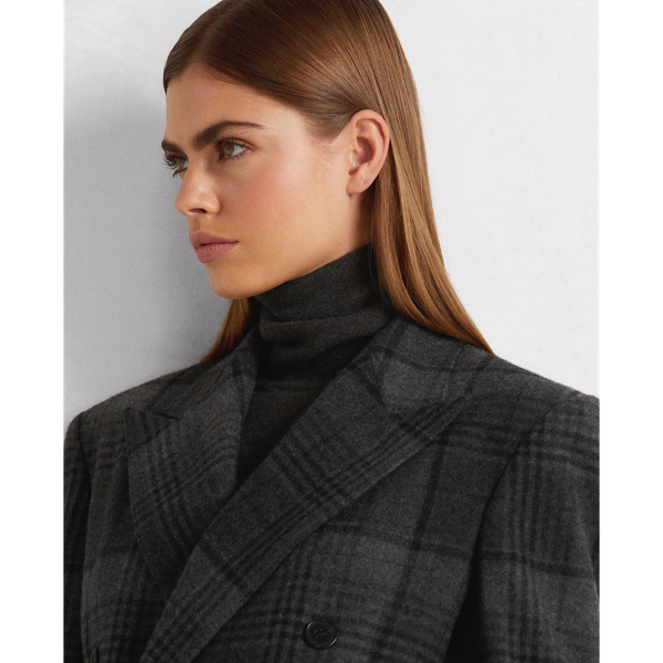 Charcoal Multi Kent Plaid Cashmere-Wool Jacket Ralph Lauren Collection 6