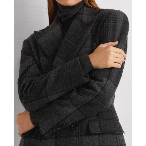 Charcoal Multi Kent Plaid Cashmere-Wool Jacket Ralph Lauren Collection 7