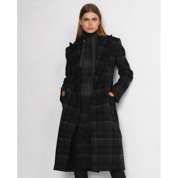 Charcoal Multi Rosetta Lambswool-Cashmere Plaid Coat Ralph Lauren Collection 4