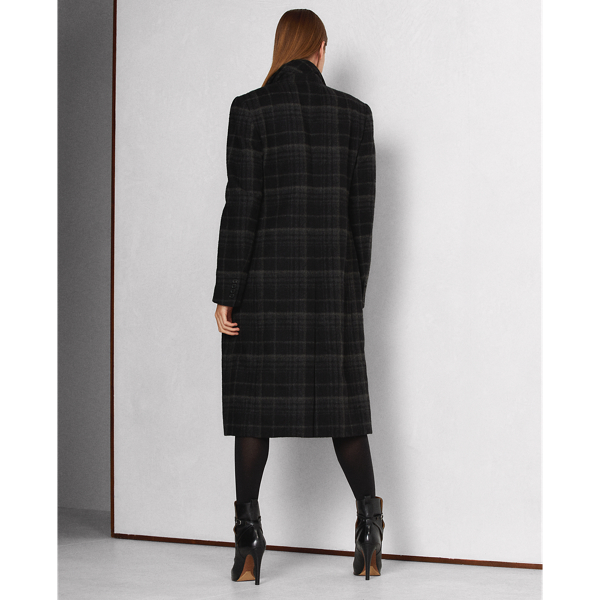 Charcoal Multi Rosetta Lambswool-Cashmere Plaid Coat Ralph Lauren Collection 5