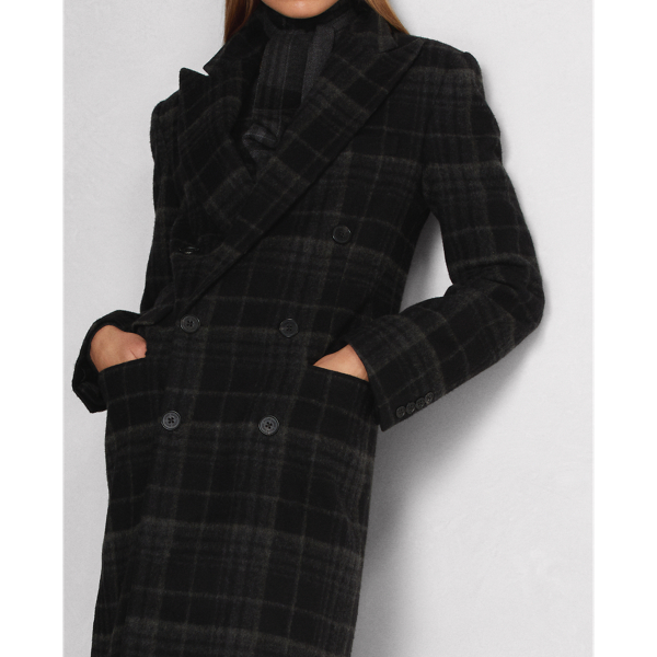Charcoal Multi Rosetta Lambswool-Cashmere Plaid Coat Ralph Lauren Collection 6