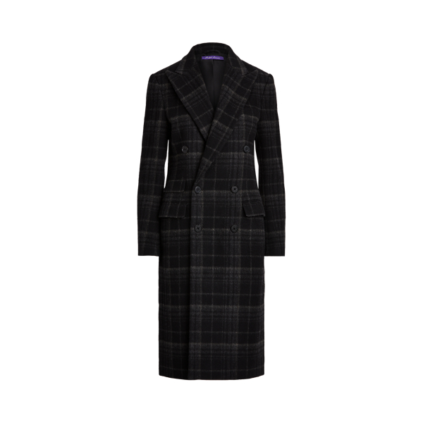 Charcoal Multi Rosetta Lambswool-Cashmere Plaid Coat Ralph Lauren Collection 2