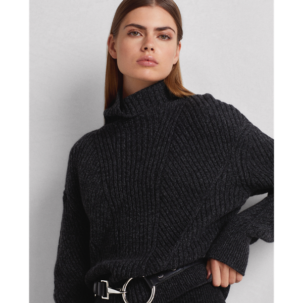 Charcoal Marl Ribbed Cashmere-Wool Jumper Ralph Lauren Collection 8