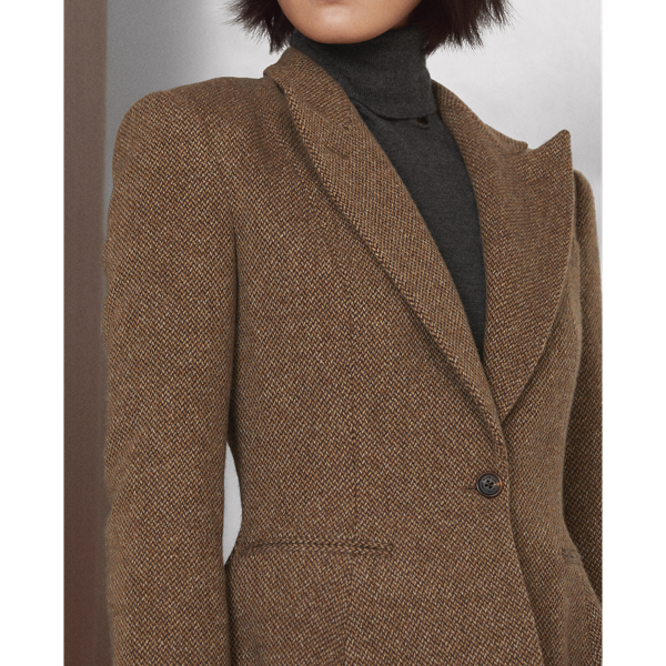 Medium Brown Multi Arding Wool-Cashmere Tweed Jacket Ralph Lauren Collection 6