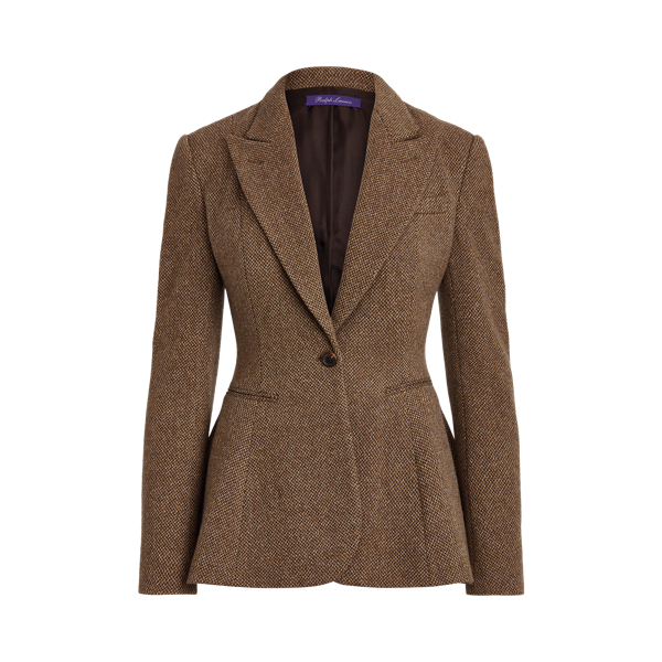 Medium Brown Multi Arding Wool-Cashmere Tweed Jacket Ralph Lauren Collection 2