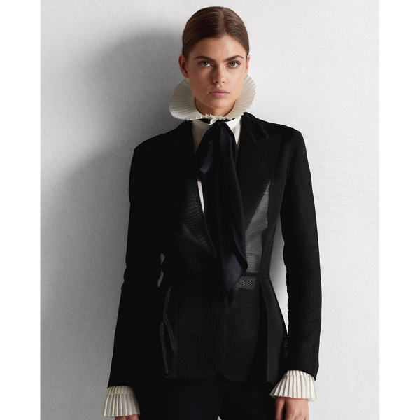 Black Cambria Mesh Neoprene Jacket Ralph Lauren Collection 7