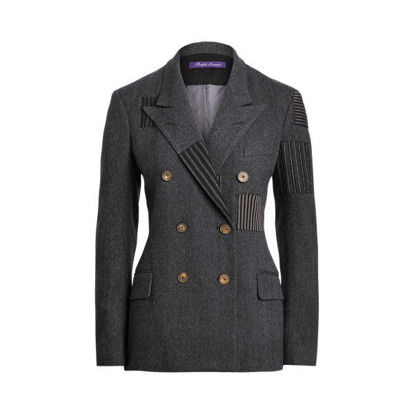 Kelsi Patchwork Wool-Silk Jacket Ralph Lauren Collection in 1