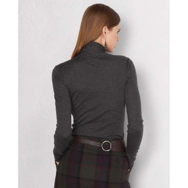 Medium Grey Heather Cashmere Tie-Neck Jumper Ralph Lauren Collection 6