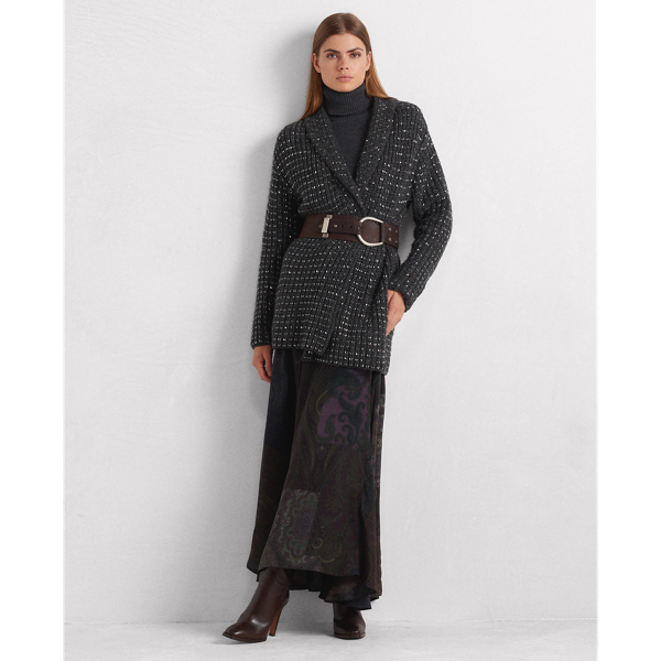 Charcoal Mouline Embellished Cashmere Cardigan Ralph Lauren Collection 4
