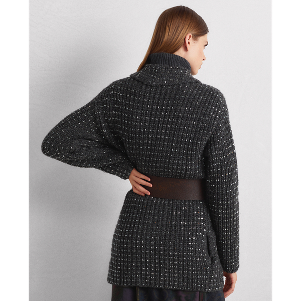 Charcoal Mouline Embellished Cashmere Cardigan Ralph Lauren Collection 5