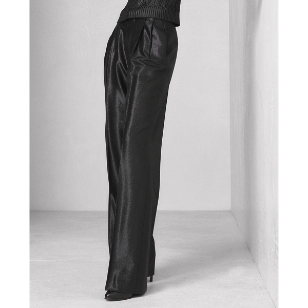 Black Breanna Wool-Silk Jacquard Trouser Ralph Lauren Collection 5