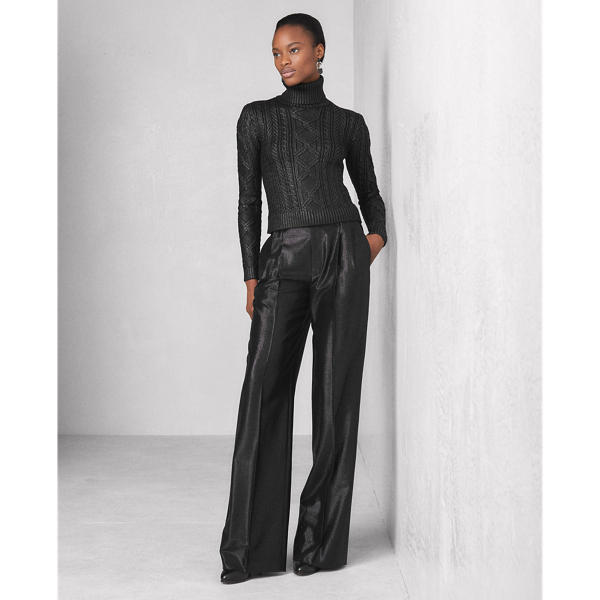 Black Lacquered Aran-Knit Jumper Ralph Lauren Collection 4