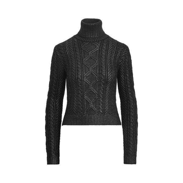 Black Lacquered Aran-Knit Jumper Ralph Lauren Collection 2