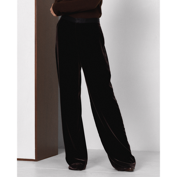 Luggage Brown Daneila Velvet Wide-Leg Trouser Ralph Lauren Collection 4
