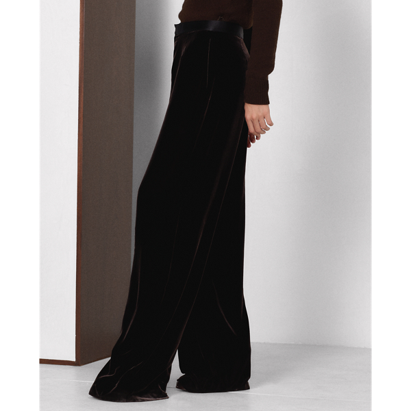 Luggage Brown Daneila Velvet Wide-Leg Trouser Ralph Lauren Collection 5