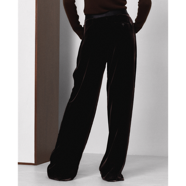 Luggage Brown Daneila Velvet Wide-Leg Trouser Ralph Lauren Collection 6