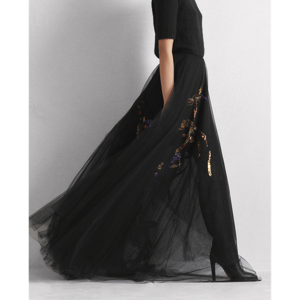 Black Sonnet Sequined Tulle Skirt Ralph Lauren Collection 5