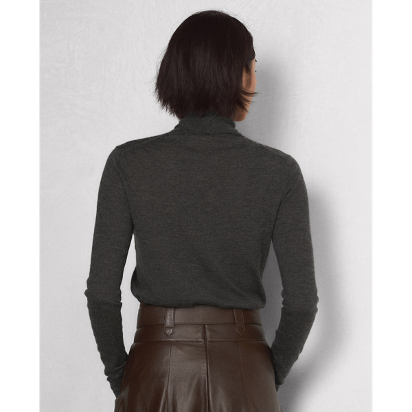 Medium Grey Melange Cashmere Roll Neck Jumper Ralph Lauren Collection 4