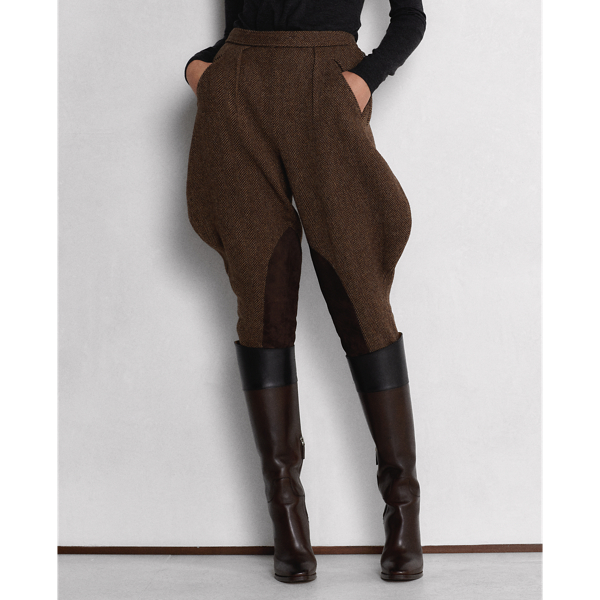 Dark Brown Multi Calan Wool-Cashmere Herringbone Trouser Ralph Lauren Collection 4