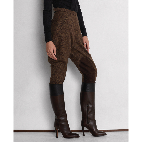 Dark Brown Multi Calan Wool-Cashmere Herringbone Trouser Ralph Lauren Collection 5