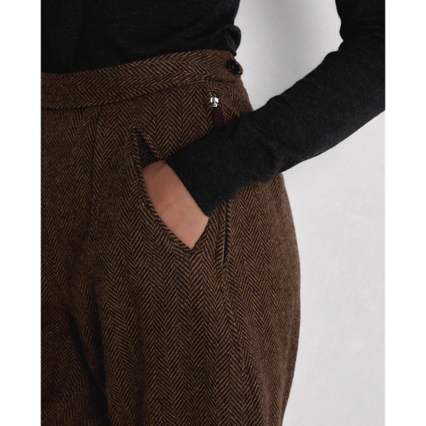 Dark Brown Multi Calan Wool-Cashmere Herringbone Trouser Ralph Lauren Collection 7