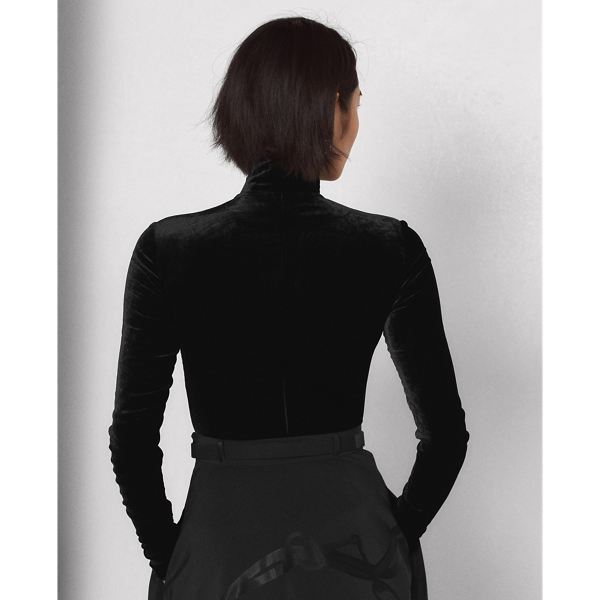 Black Kirsti Velvet Bodysuit Ralph Lauren Collection 5