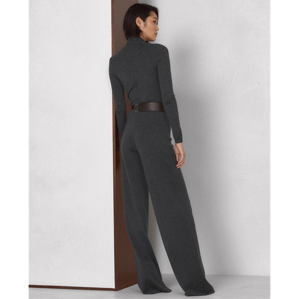 Medium Grey Heather Worsted Wool Long-Sleeve Jumpsuit Ralph Lauren Collection 6