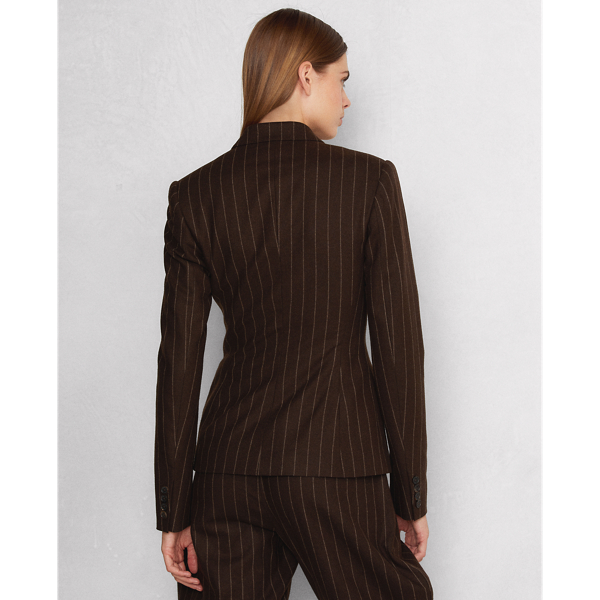 Brown/Cream Winnifred Wool Flannel Jacket Ralph Lauren Collection 5