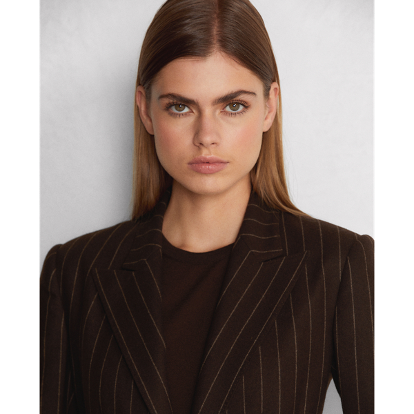 Brown/Cream Winnifred Wool Flannel Jacket Ralph Lauren Collection 7